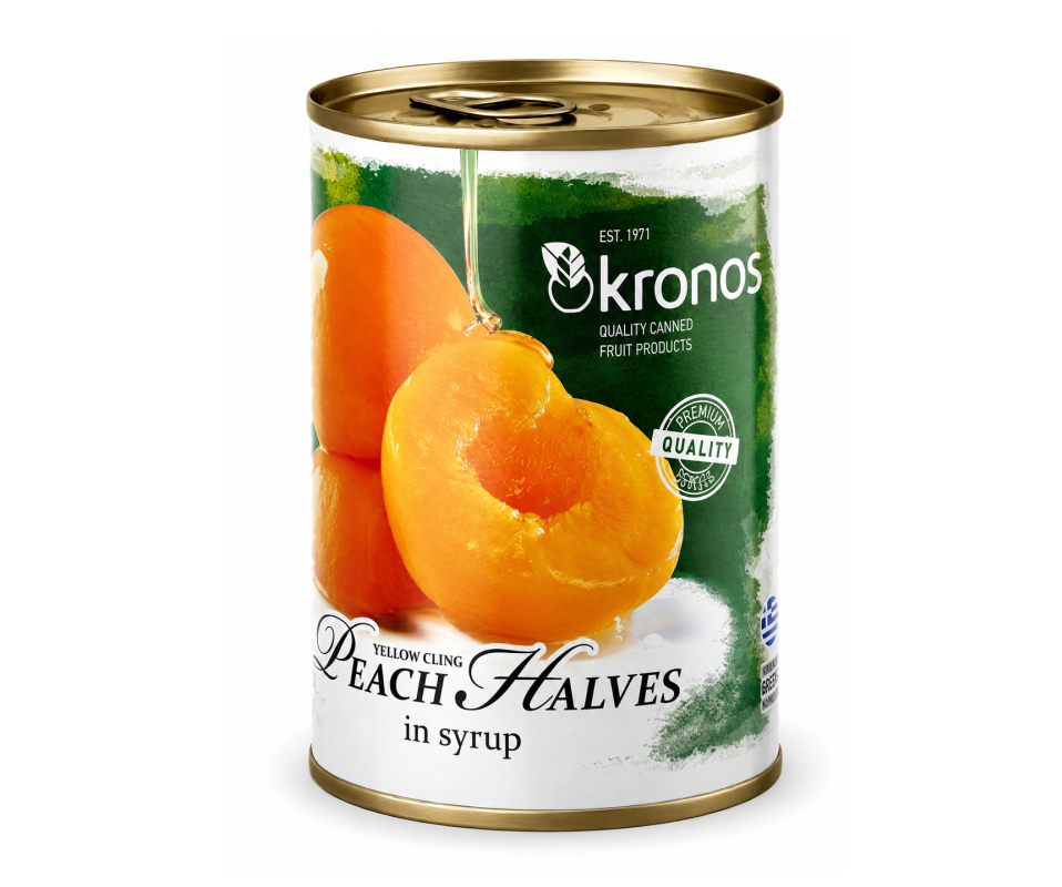 KRONOS PEACH HALVES IN LIGHT SYRUP 820g