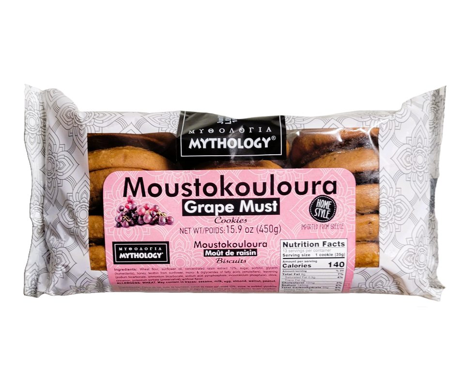 MYTHOLOGY NATURAL GRAPE MUST COOKIES (MOUSTOKOULOURA) 450g