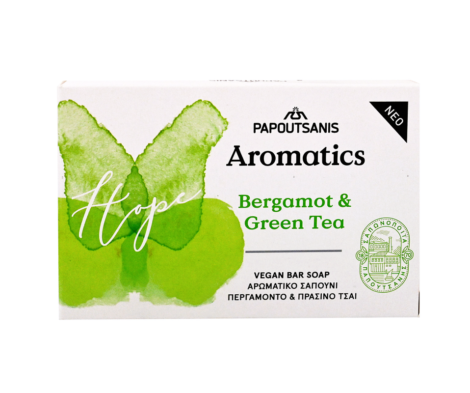 PAPOUTSANIS AROMATICS BERGAMOT & GREEN TEA SOAP BAR 100g