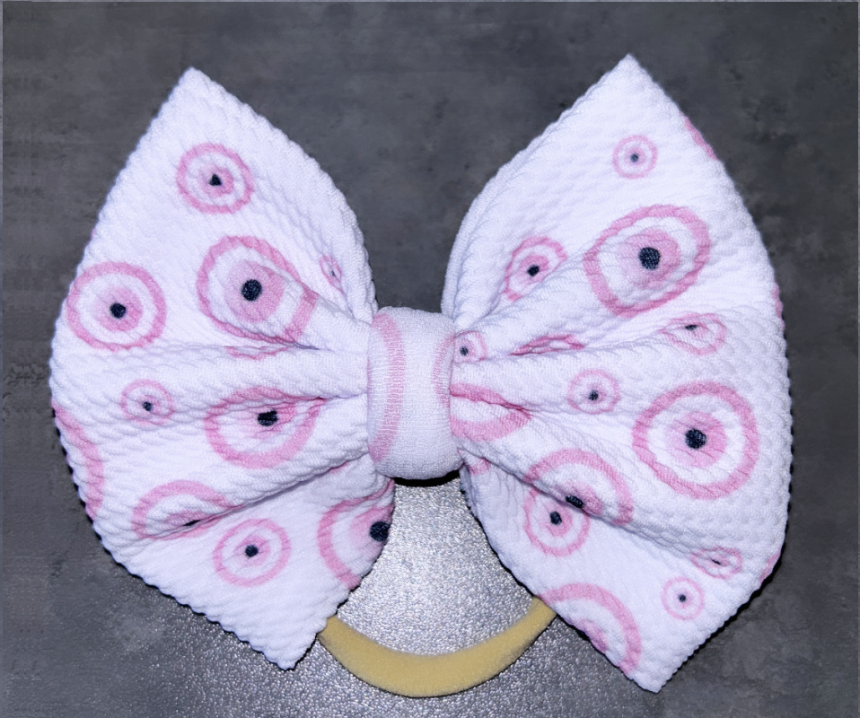 PINK EVIL EYE NYLON HEADBAND BOW