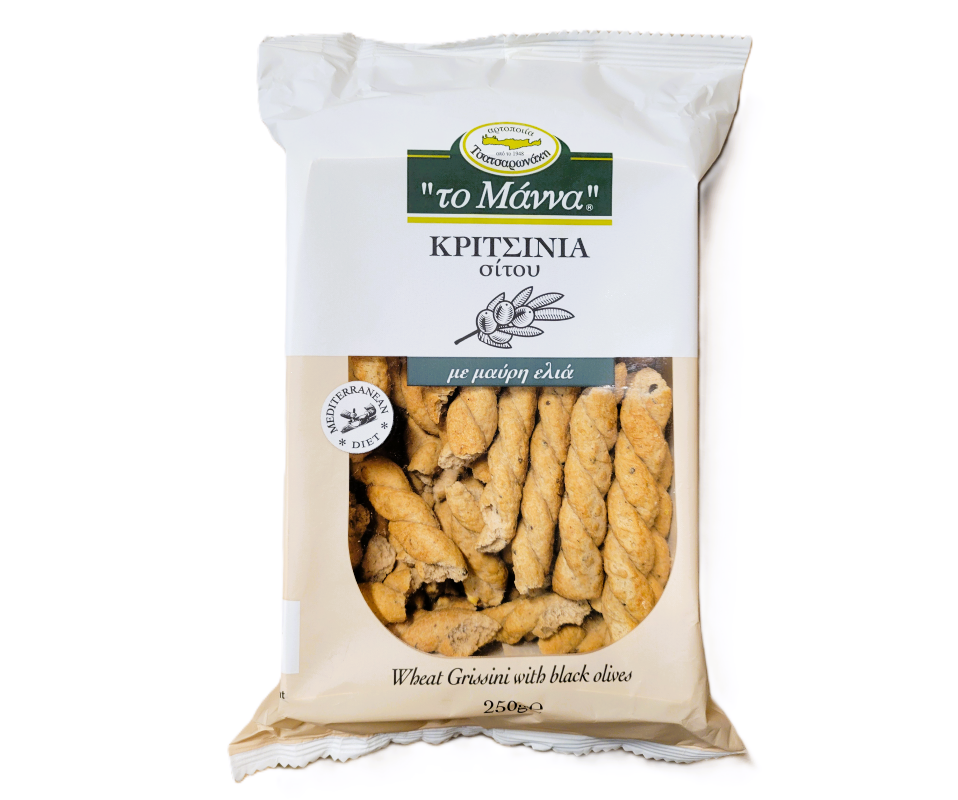 THE MANNA WHEAT KRITSINIA WITH BLACK OLIVES 250g