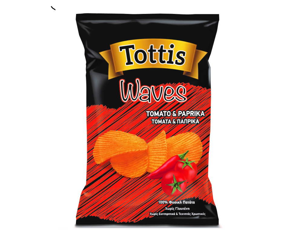 TOTTIS WAVES TOMATO & PAPRIKA CHIPS 90g
