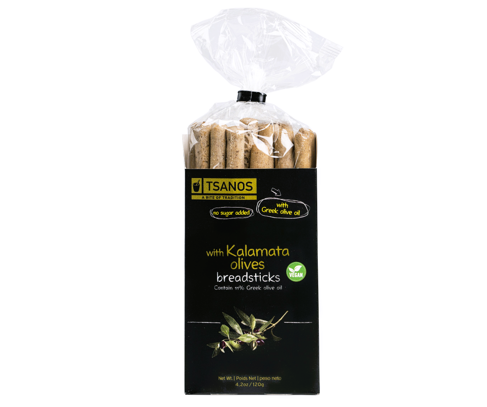 TSANOS BREADSTICKS WITH KALAMATA OLIVES 120g