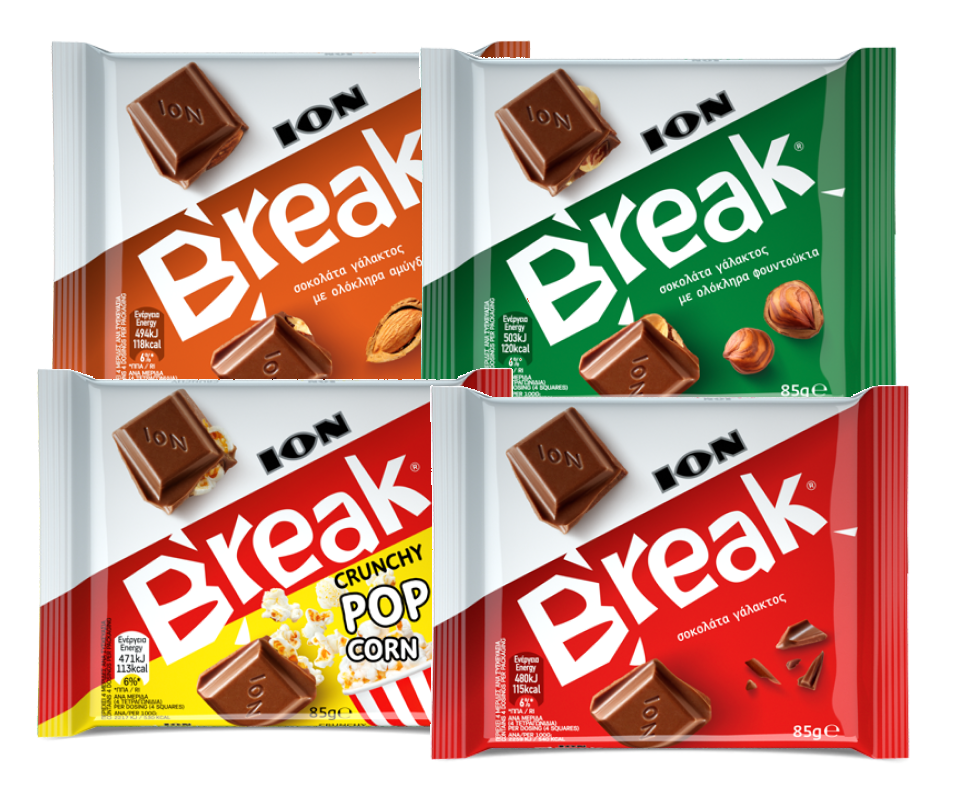 ION BREAK CHOCOLATE BARS 85g