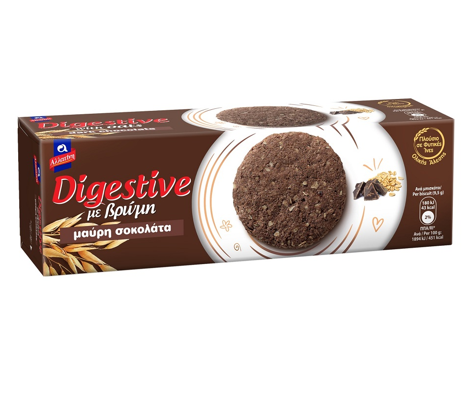 ALLATINI DIGESTIVE COOKIES WITH OATS & DARK CHOCOLATE 120g