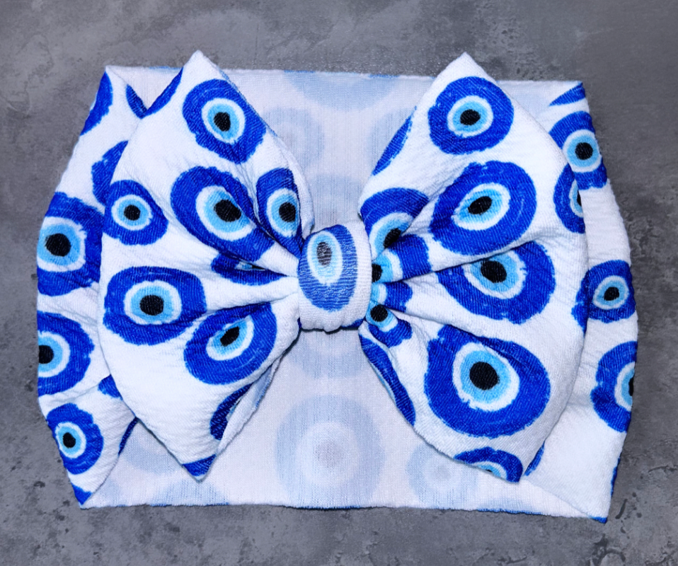 BLUE EVIL EYE HEADWRAP BOW