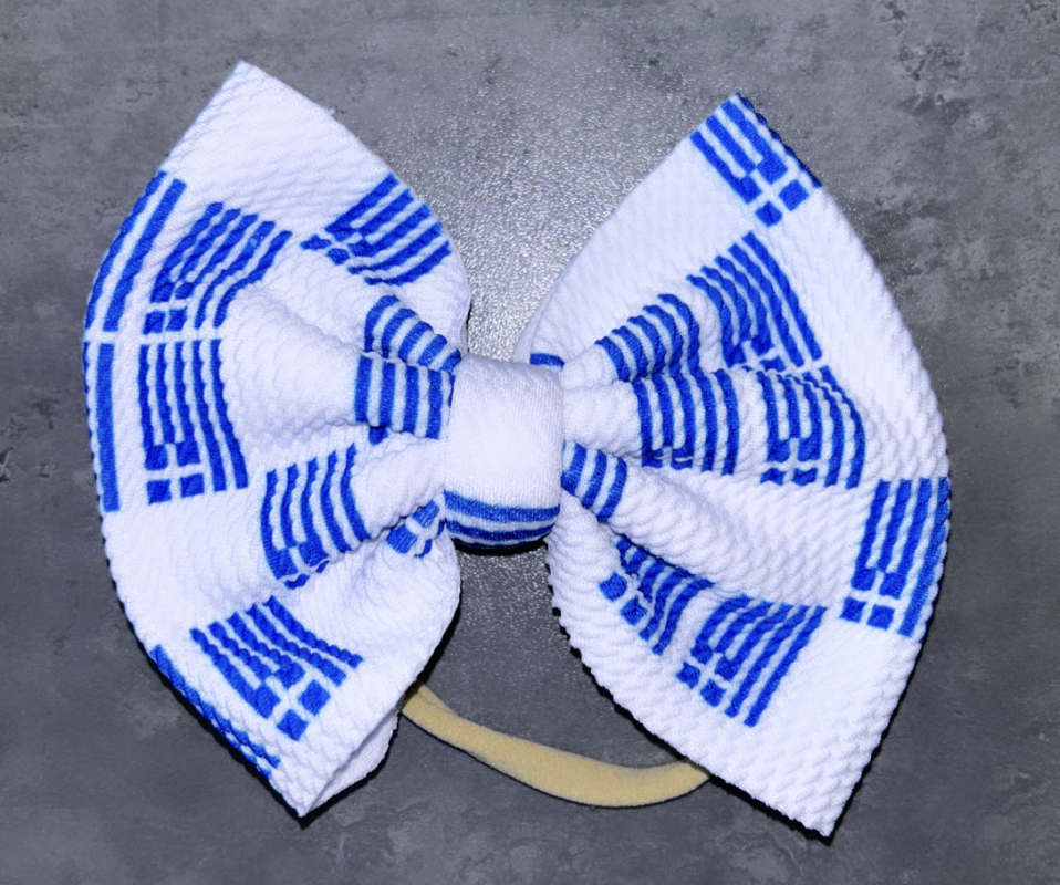 GREEK FLAG NYLON HEADBAND BOW