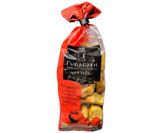 GYPARAKIS MINI CRETAN RUSKS WITH GRAVIERA & SUN-DRIED TOMATO 250g