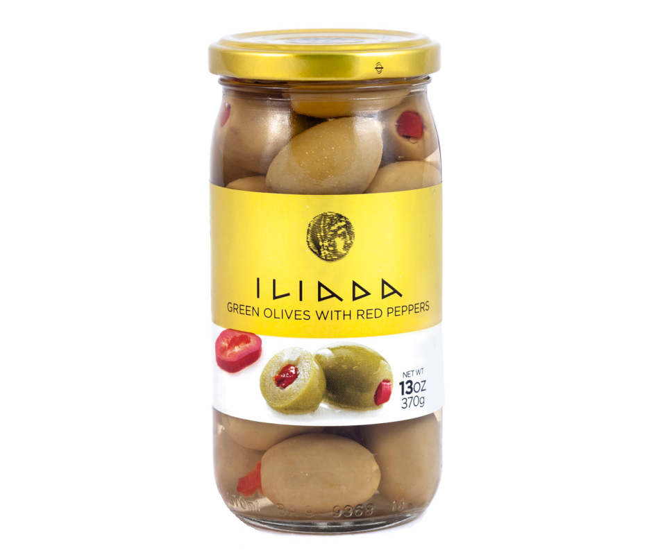 ILIADA GREEN OLIVES WITH RED PEPPERS 370g