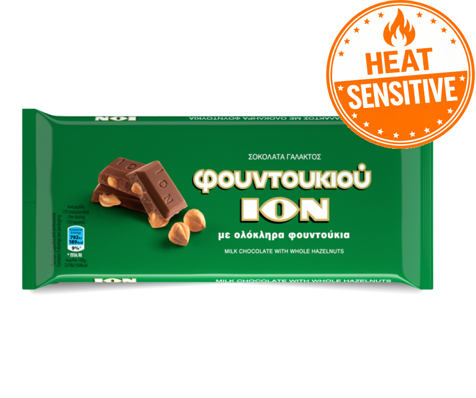 ION MILK CHOCOLATE WITH WHOLE HAZELNUTS BAR 200g