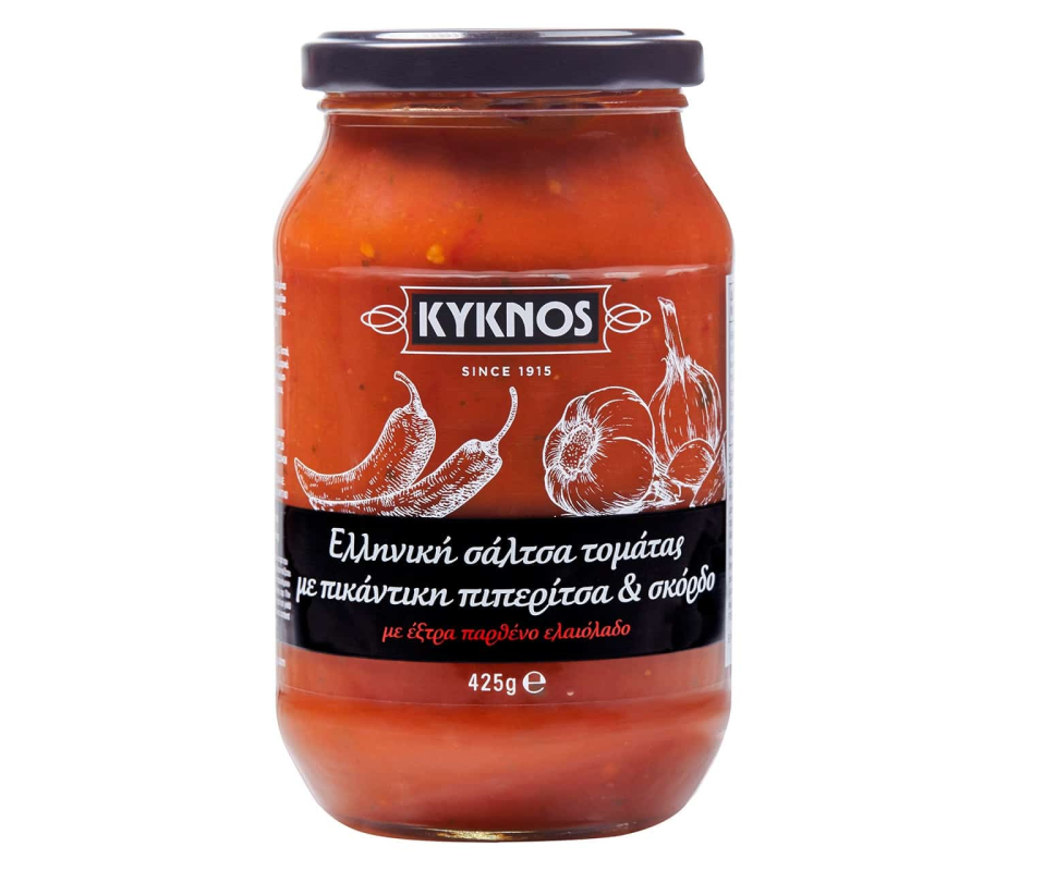 KYKNOS TOMATO SAUCE WITH CHILI PEPPER & GARLIC 425g