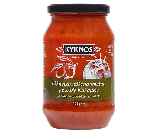 KYKNOS TOMATO SAUCE WITH KALAMATA OLIVES 425g