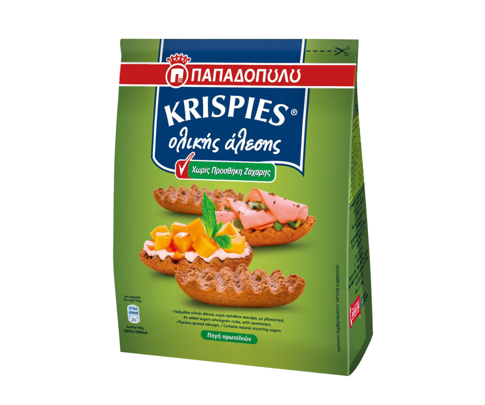 PAPADOPOULOU KRISPIES WHOLEGRAIN RUSKS (NO SUGAR ADDED) 200g