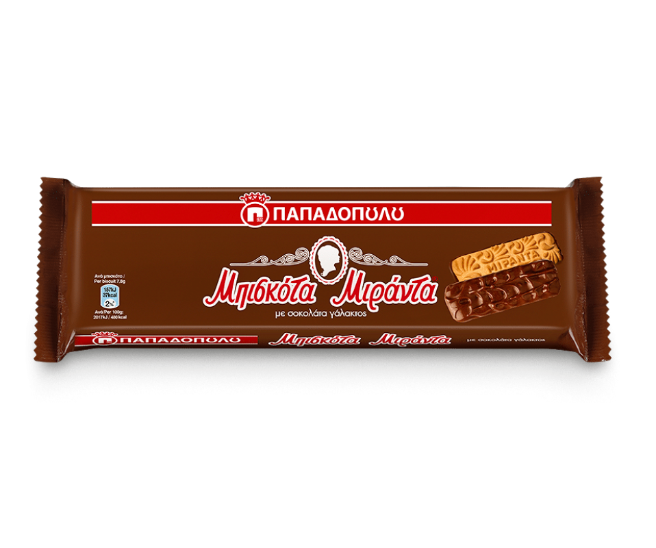 PAPADOPOULOU MIRANDA CHOCOLATE COATED BISCUITS 140g