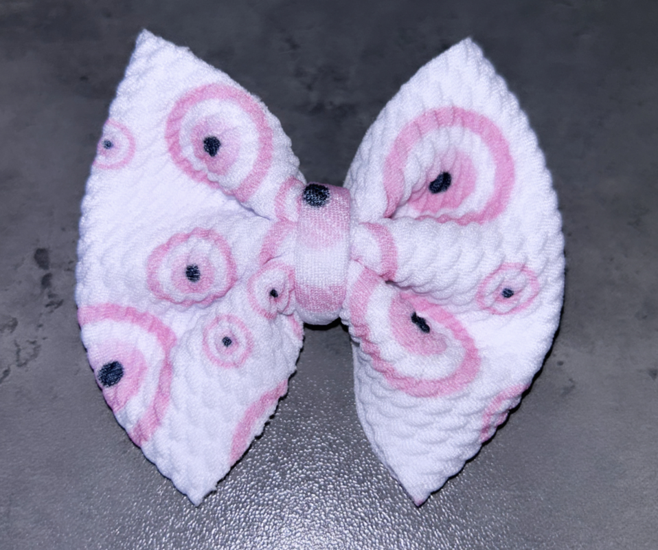 PINK EVIL EYE PIGGIE BOW