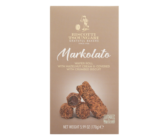 TSOUNGARI MARKOLATO WAFER ROLL WITH HAZELNUT CREAM 140g